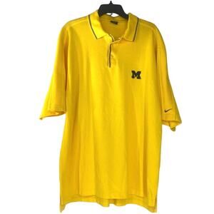NIKE Team University of Michigan Maize Navy Golf Polo Gameday Mens XL